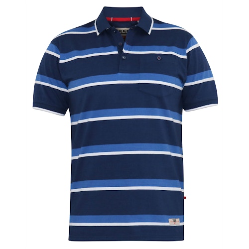 D555 Hobson Full Stripe Jersey Polo Shirt Navy Stripe